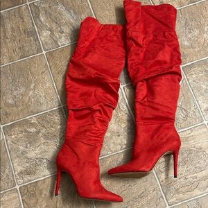 Jessica Simpson Red Suede Knee-High Boots ( only worn once)